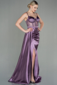 Robe De Soirée Satin Longue Lavande ABU2130