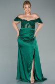 Robe Grande Taille Satin Longue Émeraude ABU2371