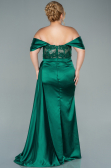 Robe Grande Taille Satin Longue Émeraude ABU2371