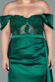 Robe Grande Taille Satin Longue Émeraude ABU2371