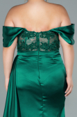 Robe Grande Taille Satin Longue Émeraude ABU2371