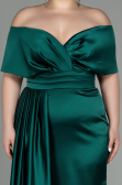 Robe Grande Taille Longue Satin Émeraude ABU2873