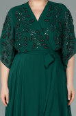 Robe De Soirée Grande Taille Mousseline Longue Émeraude ABU2071