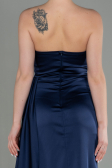 Robe de Soirée Longue Satin Bleu Marine ABU2965