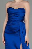 Robe de Soirée Longue Satin Bleu Saxe ABU2965