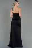 Robe de Soirée Longue Satin Noir ABU2965