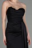 Robe de Soirée Longue Satin Noir ABU2965