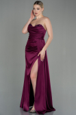 Robe de Soirée Longue Satin Couleur Cerise ABU2965