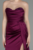 Robe de Soirée Longue Satin Couleur Cerise ABU2965