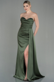 Robe de Soirée Longue Satin Vert Huile ABU2965