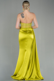 Robe De Soirée Satin Longue Pistache vert ABU2127