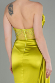 Robe De Soirée Satin Longue Pistache vert ABU2127