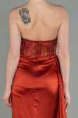 Robe De Soirée Satin Longue Marron clair ABU2127