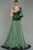 Robe De Soirée Satin Longue Vert Huile ABU2610