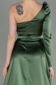 Robe De Soirée Satin Longue Vert Huile ABU2610