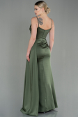 Robe Queue De Poisson Satin Longue Kaki ABU1894