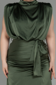 Robe Grande Taille Longue Satin Kaki ABU2969