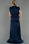 Robe Grande Taille Longue Satin Bleu Marine ABU2969