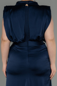 Robe Grande Taille Longue Satin Bleu Marine ABU2969