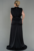 Robe Grande Taille Longue Satin Noir ABU2969
