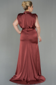 Robe Grande Taille Longue Satin Marron Clair ABU2969