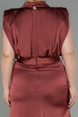 Robe Grande Taille Longue Satin Marron Clair ABU2969
