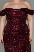 Robe Grande Taille Longue Squameuse Rouge Bordeaux ABU2973