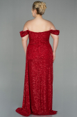 Robe Grande Taille Longue Squameuse Rouge ABU2973