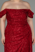 Robe Grande Taille Longue Squameuse Rouge ABU2973