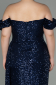 Robe Grande Taille Longue Squameuse Bleu Marine ABU2973