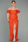Robe Grande Taille Longue Squameuse Orange ABU2973