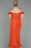 Robe Grande Taille Longue Squameuse Orange ABU2973