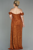 Robe Grande Taille Longue Squameuse Marron Clair ABU2973