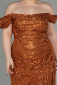 Robe Grande Taille Longue Squameuse Marron Clair ABU2973