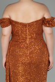 Robe Grande Taille Longue Squameuse Marron Clair ABU2973