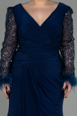 Robe de Soirée Grande Taille Longue Bleu Marine ABU2976