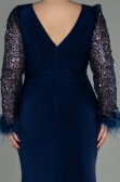 Robe de Soirée Grande Taille Longue Bleu Marine ABU2976