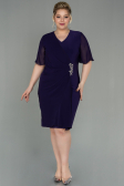 Robe de Soirée Grande Taille Courte Mousseline Violet ABK1299