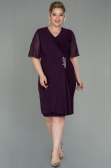 Robe De Soirée Grande Taille Mousseline Courte Prune ABK1299