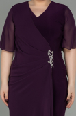 Robe De Soirée Grande Taille Mousseline Courte Prune ABK1299