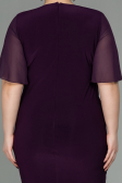 Robe De Soirée Grande Taille Mousseline Courte Prune ABK1299