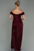 Robe de Soirée Longue Squameuse Rouge Bordeaux ABU2987
