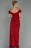 Robe de Soirée Longue Squameuse Rouge ABU2987