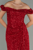 Robe de Soirée Longue Squameuse Rouge ABU2987