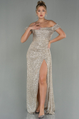 Robe de Soirée Longue Squameuse Vison ABU2987