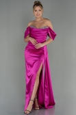 Robe De Soirée Satin Longue Fushia ABU2661