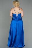 Robe de Soirée Grande Taille Longue Satin Bleu Saxe ABU3020