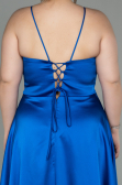 Robe de Soirée Grande Taille Longue Satin Bleu Saxe ABU3020