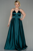 Robe de Soirée Grande Taille Longue Satin Émeraude ABU3020
