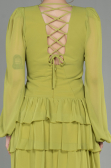 Robe de Ceremonie Mousseline Mini Pistache vert ABK959